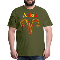 Thumbnail for Men's Power Words Aries Premium T-Shirt - olive green