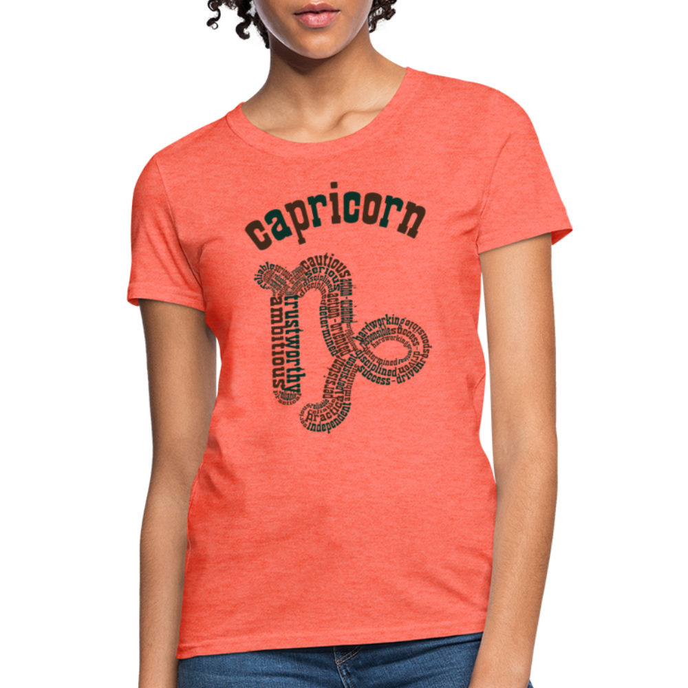 Women's Power Words Capricorn T-Shirt - heather coral