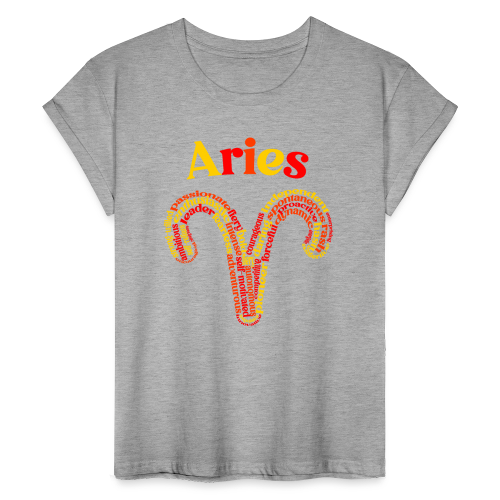 Women's Power Words Aries Relaxed Fit T-Shirt - heather gray