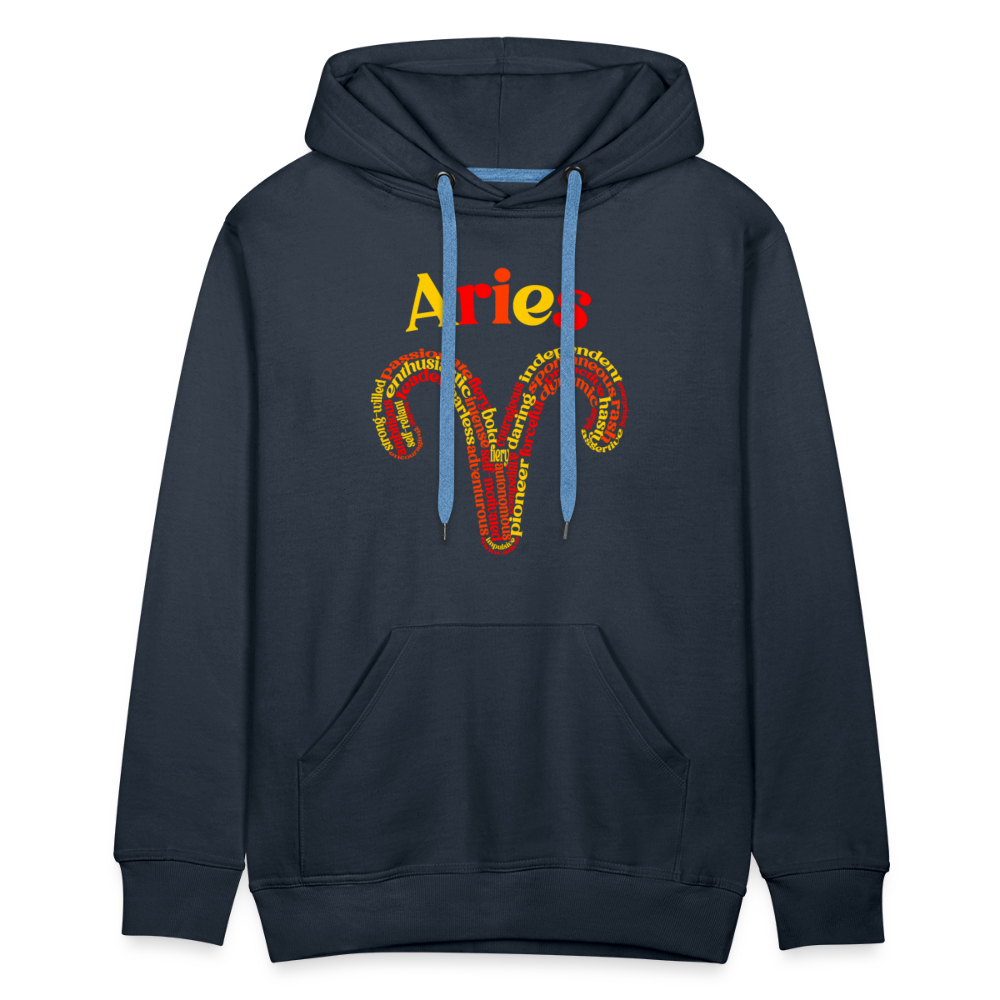 Men's Power Words Aries Premium Hoodie - navy