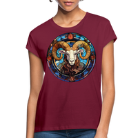 Thumbnail for Women's Mosaic Aries Relaxed Fit T-Shirt - burgundy