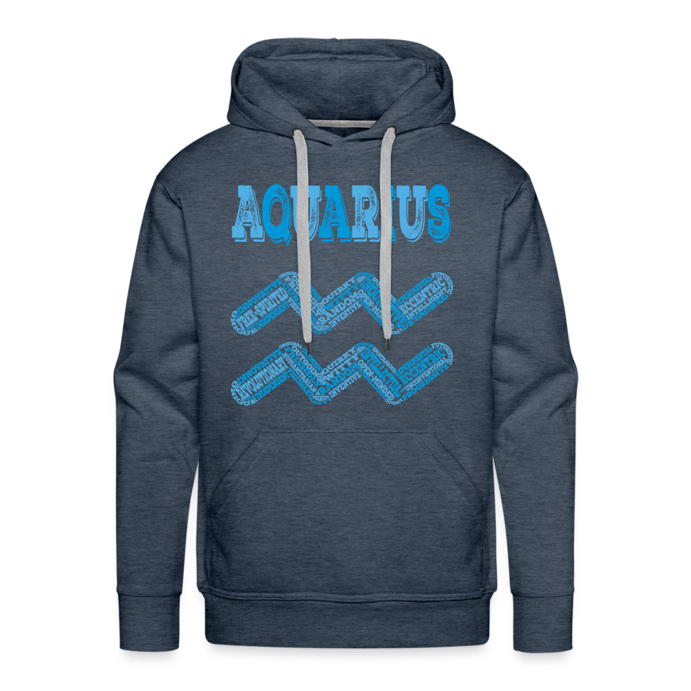 Men's Power Words Aquarius Premium Hoodie - heather denim