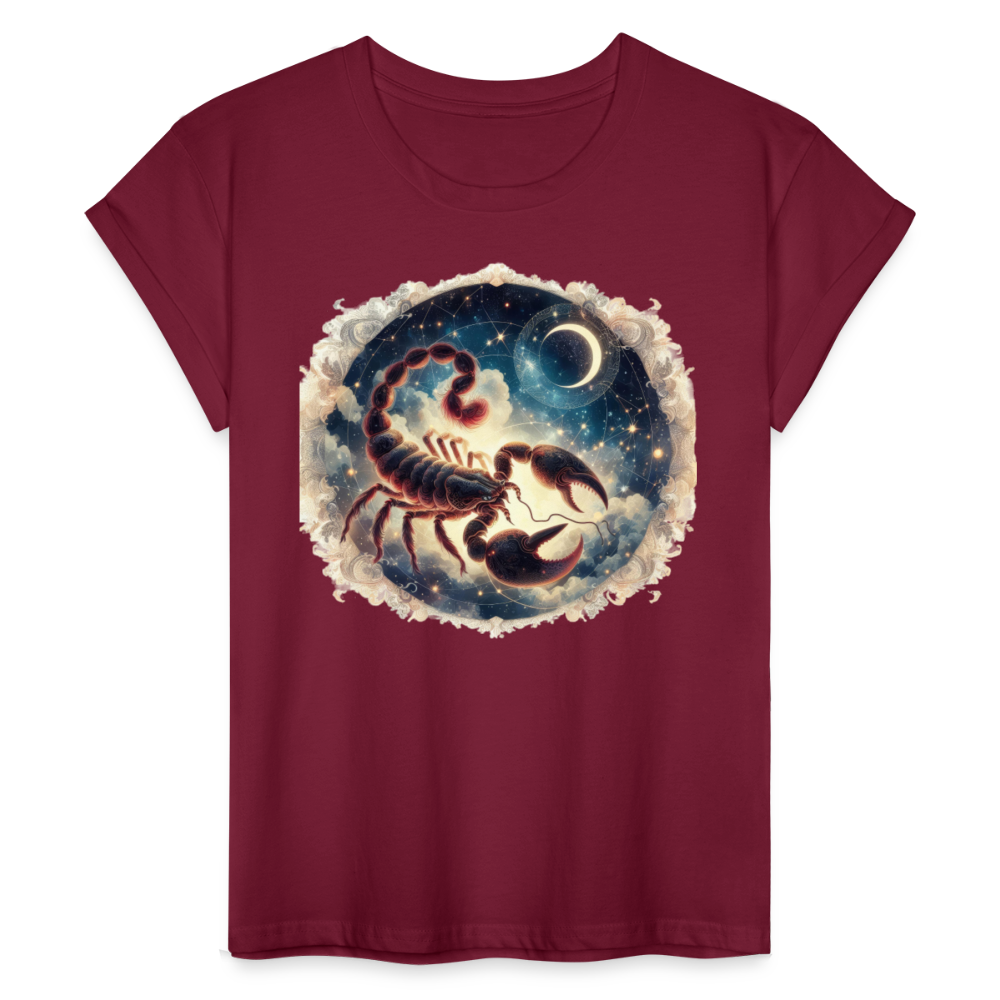 Women's Neon Scorpio Relaxed Fit T-Shirt - burgundy