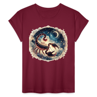 Thumbnail for Women's Neon Scorpio Relaxed Fit T-Shirt - burgundy