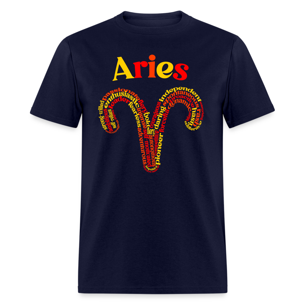 Men's Power Words Aries Classic T-Shirt - navy