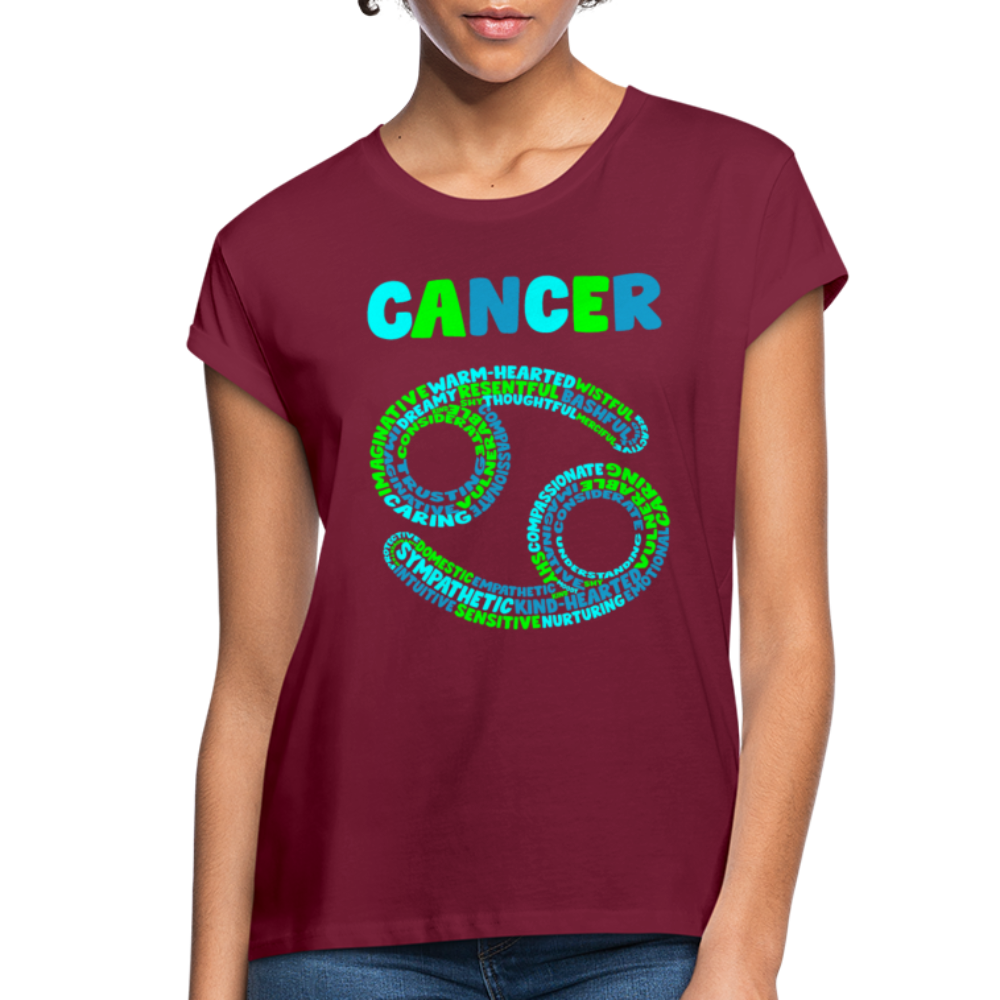 Women's Power Words Cancer Relaxed Fit T-Shirt - burgundy