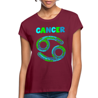 Thumbnail for Women's Power Words Cancer Relaxed Fit T-Shirt - burgundy