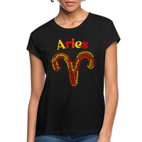 Thumbnail for Women's Power Words Aries Relaxed Fit T-Shirt - black