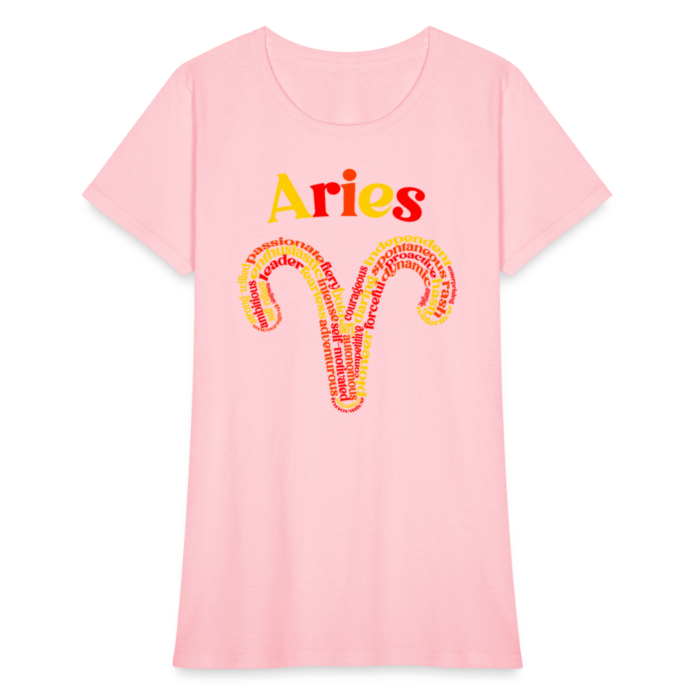 Women's Power Words Aries T-Shirt - pink