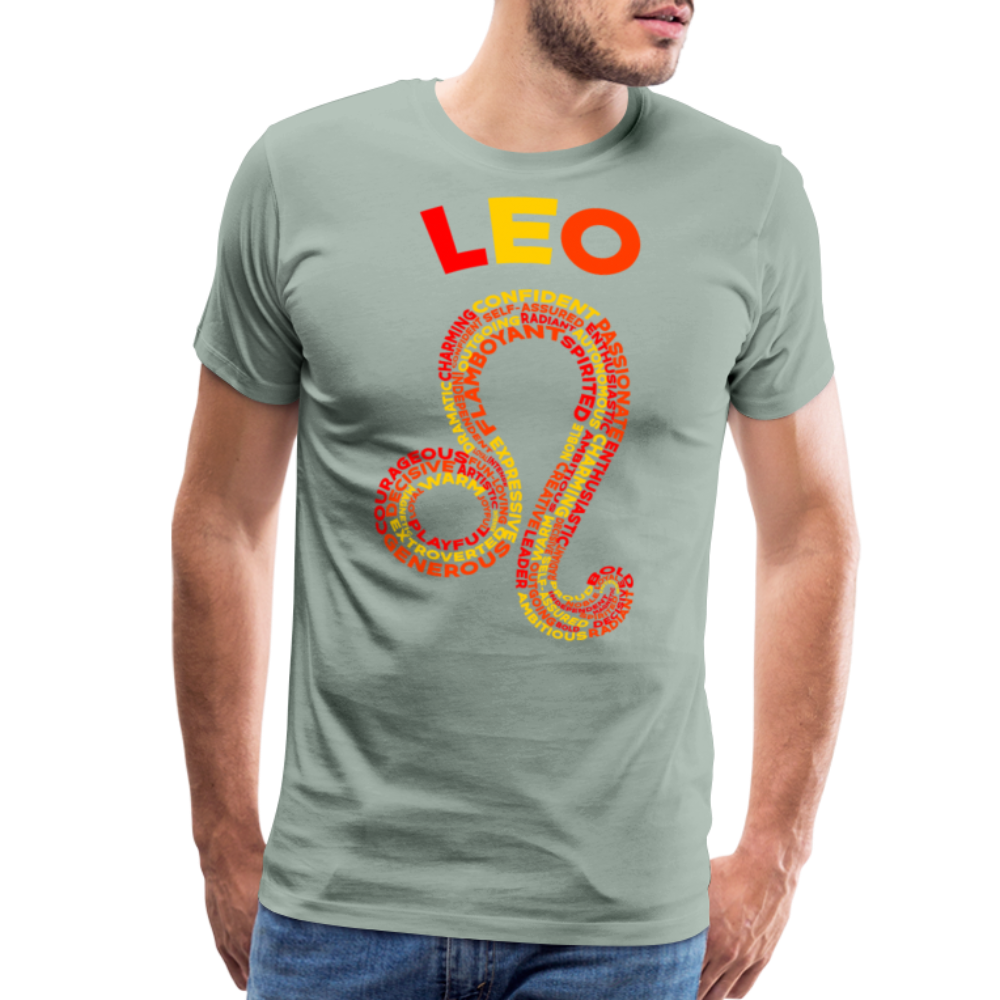 Men's Power Words Leo Premium T-Shirt - steel green