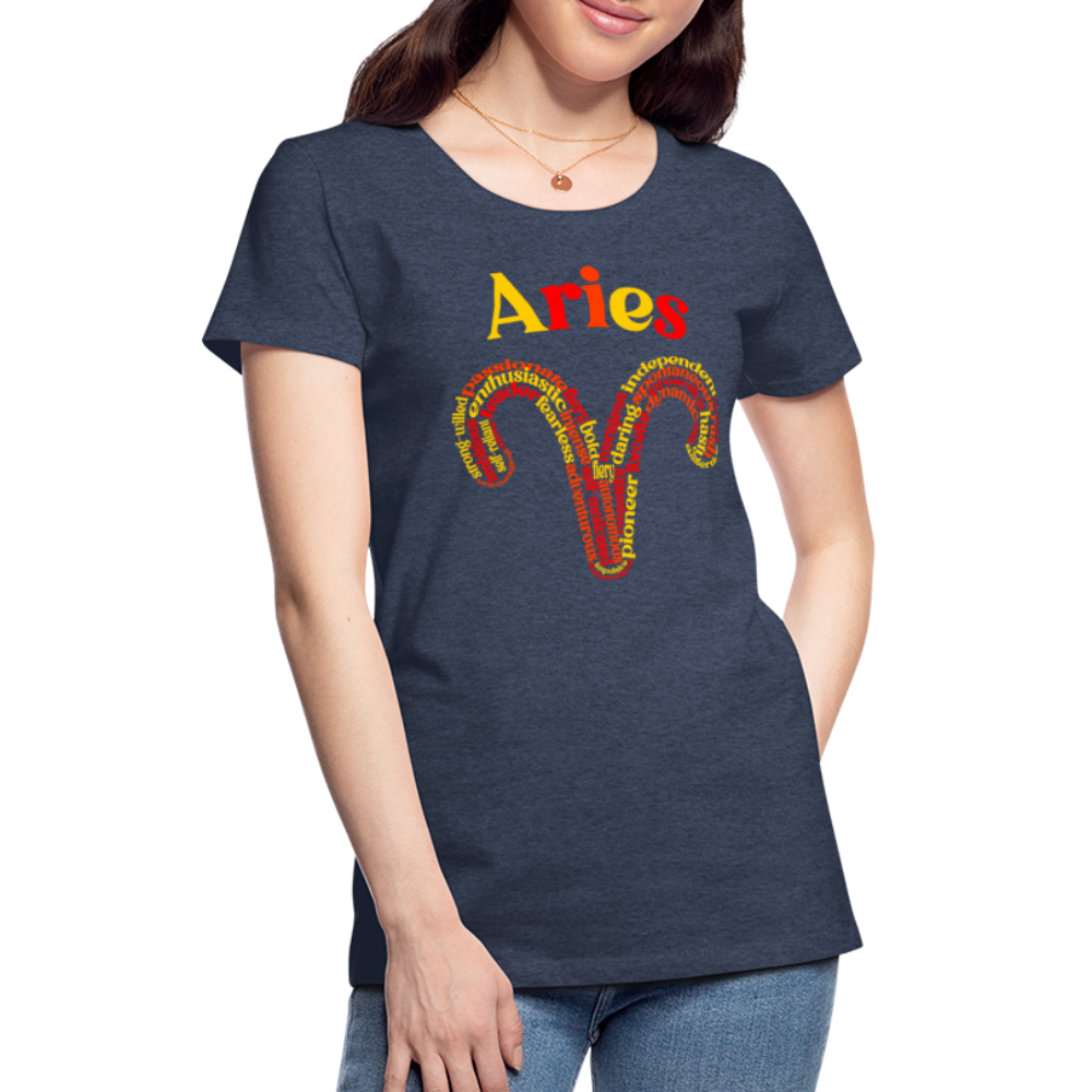 Women's Power Words Aries Premium T-Shirt - heather blue