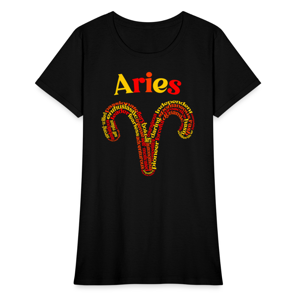 Women's Power Words Aries T-Shirt - black