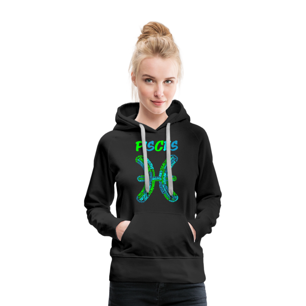 Women's Power Words Pisces Premium Hoodie - black