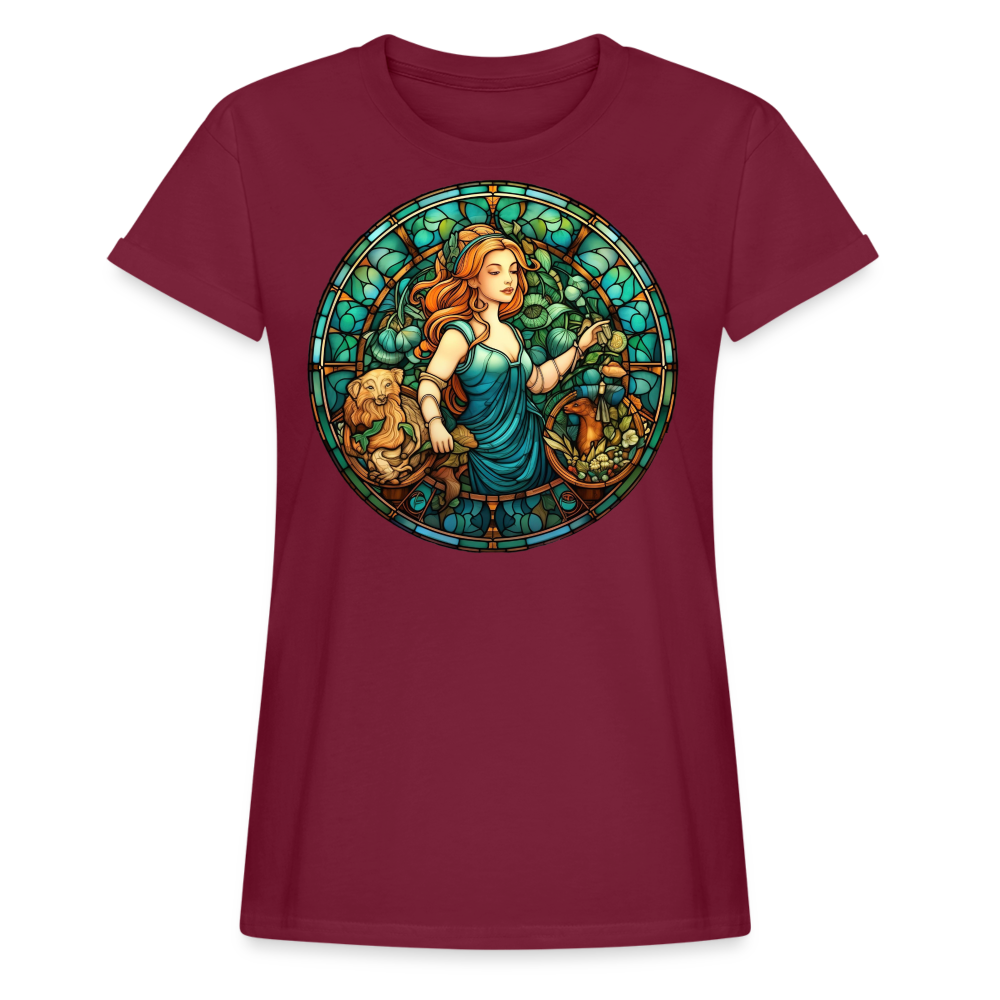 Women's Mosaic Virgo Relaxed Fit T-Shirt - burgundy