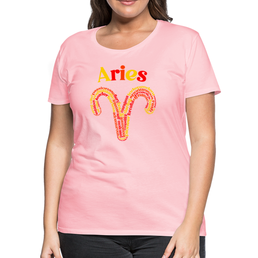 Women's Power Words Aries Premium T-Shirt - pink