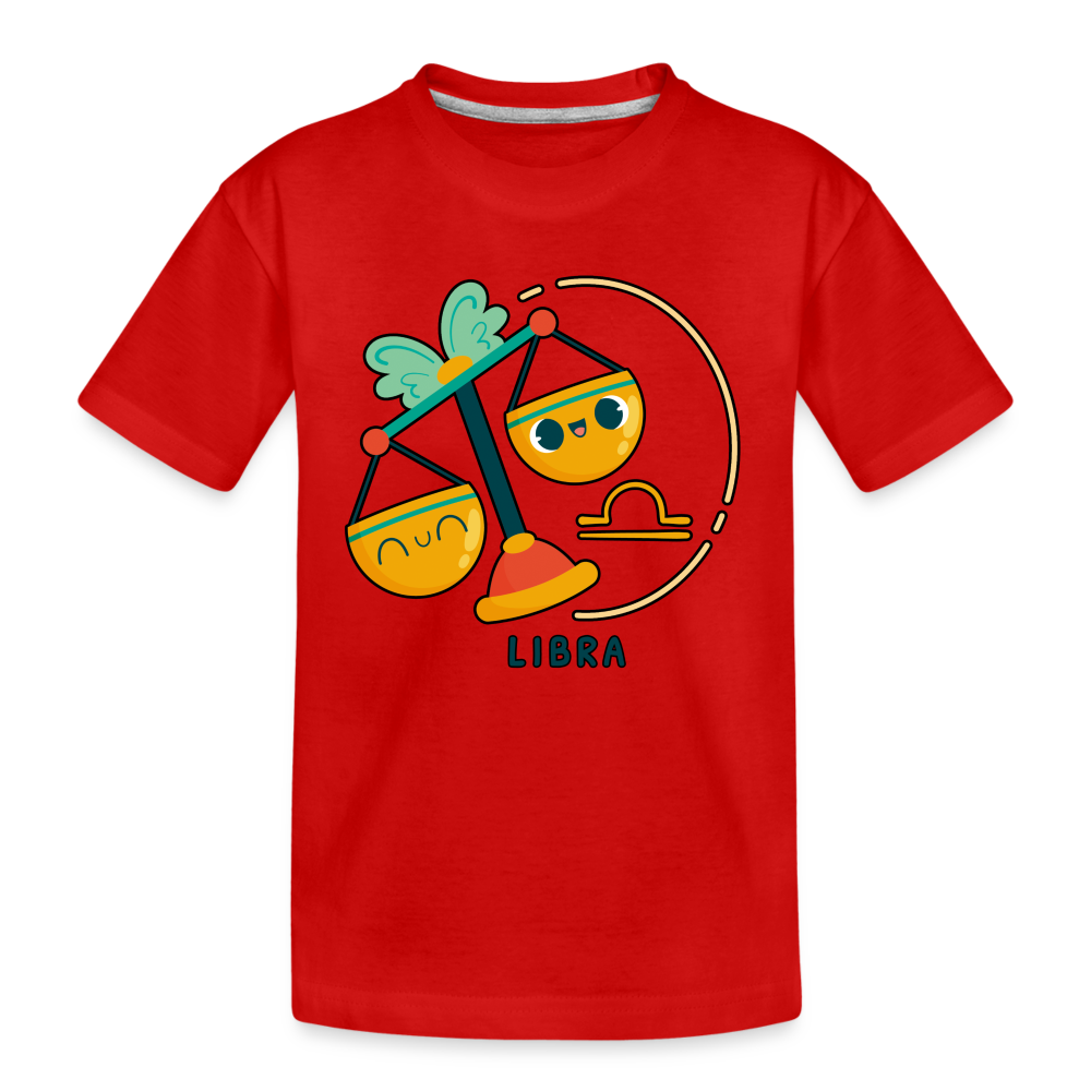 Kid’s Cartoony Libra Premium Organic T-Shirt - red