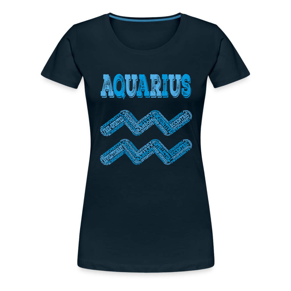 Women's Power Words Aquarius Premium T-Shirt - deep navy