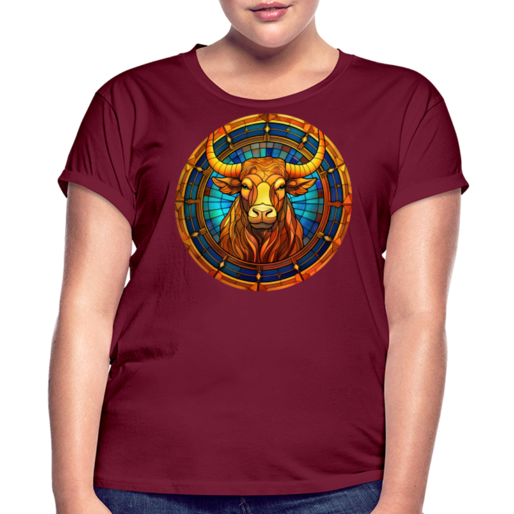 Women's Mosaic Taurus Relaxed Fit T-Shirt - burgundy