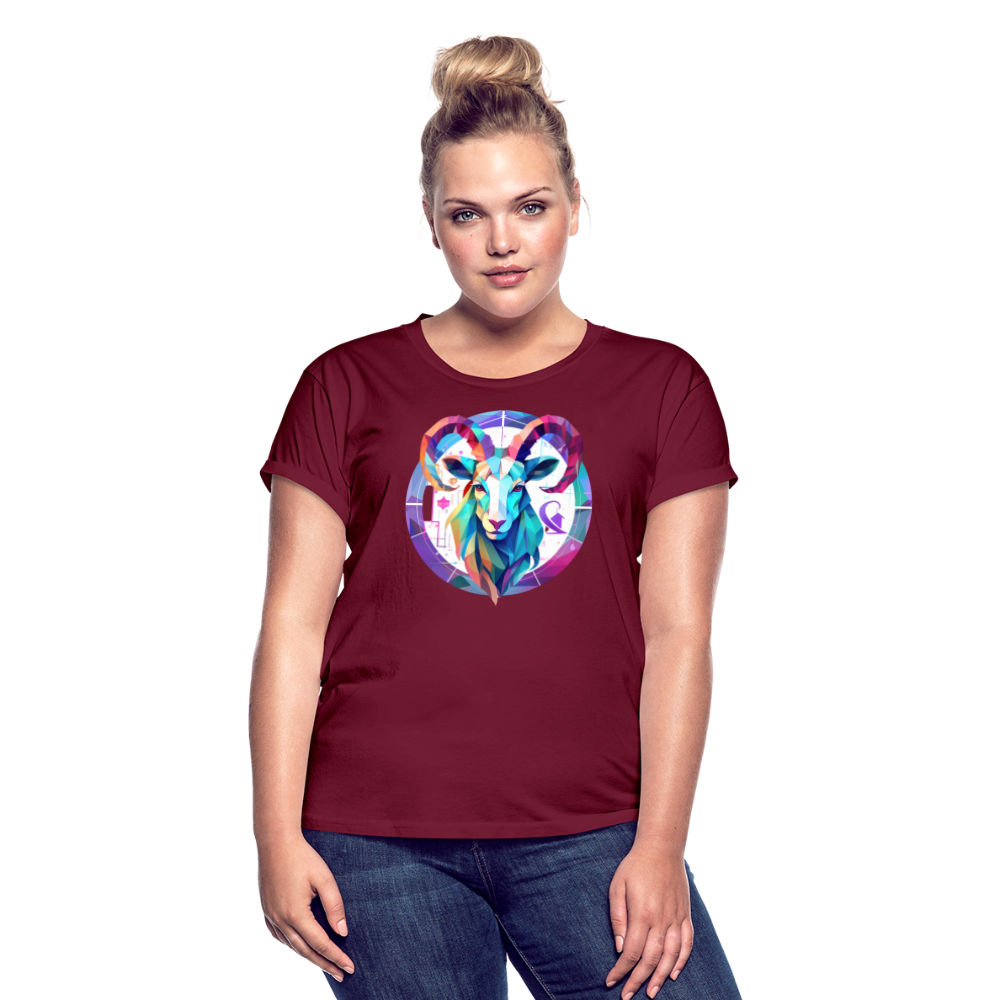 Women's Mythical Aries Relaxed Fit T-Shirt - burgundy