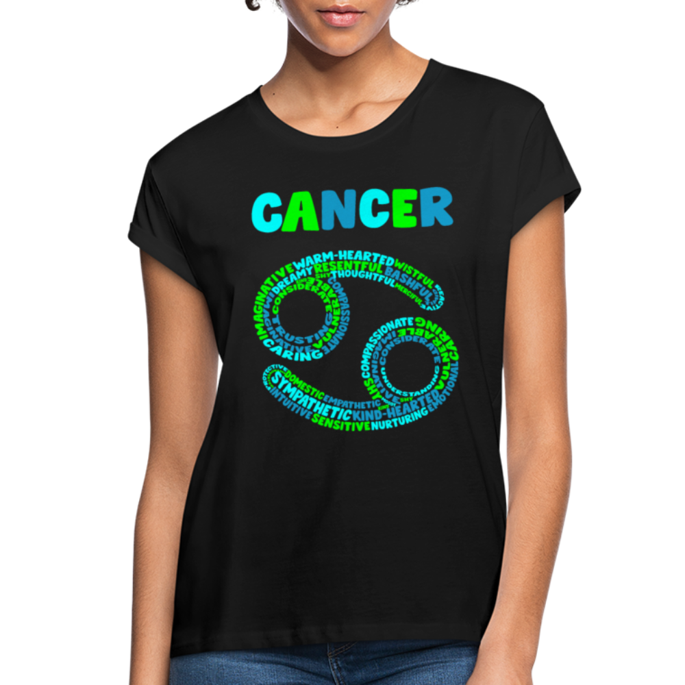 Women's Power Words Cancer Relaxed Fit T-Shirt - black