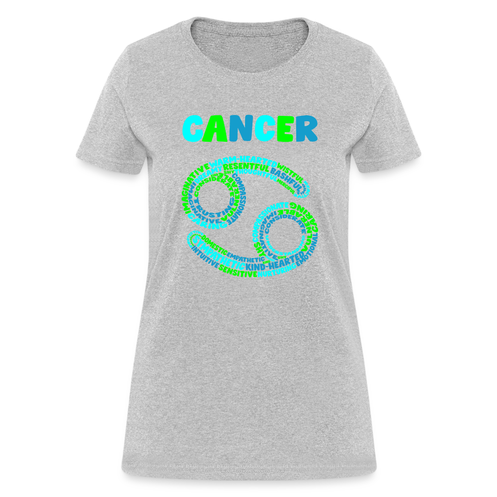 Women's Power Words Cancer T-Shirt - heather gray