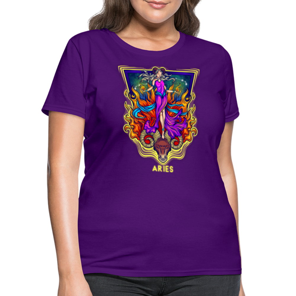 Women's Cosmic Aries Design T-Shirt - purple