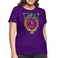 Thumbnail for Women's Cosmic Aries Design T-Shirt - purple