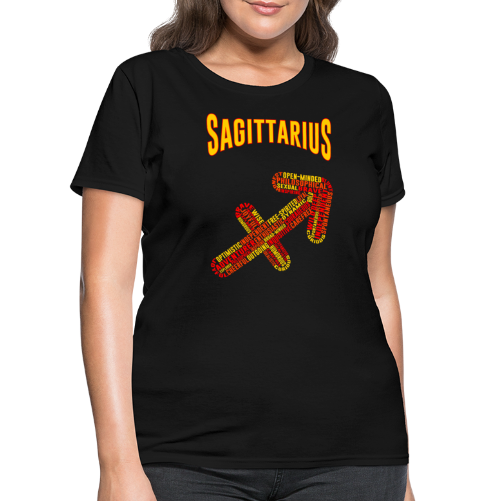 Women's Power Words Sagittarius T-Shirt - black