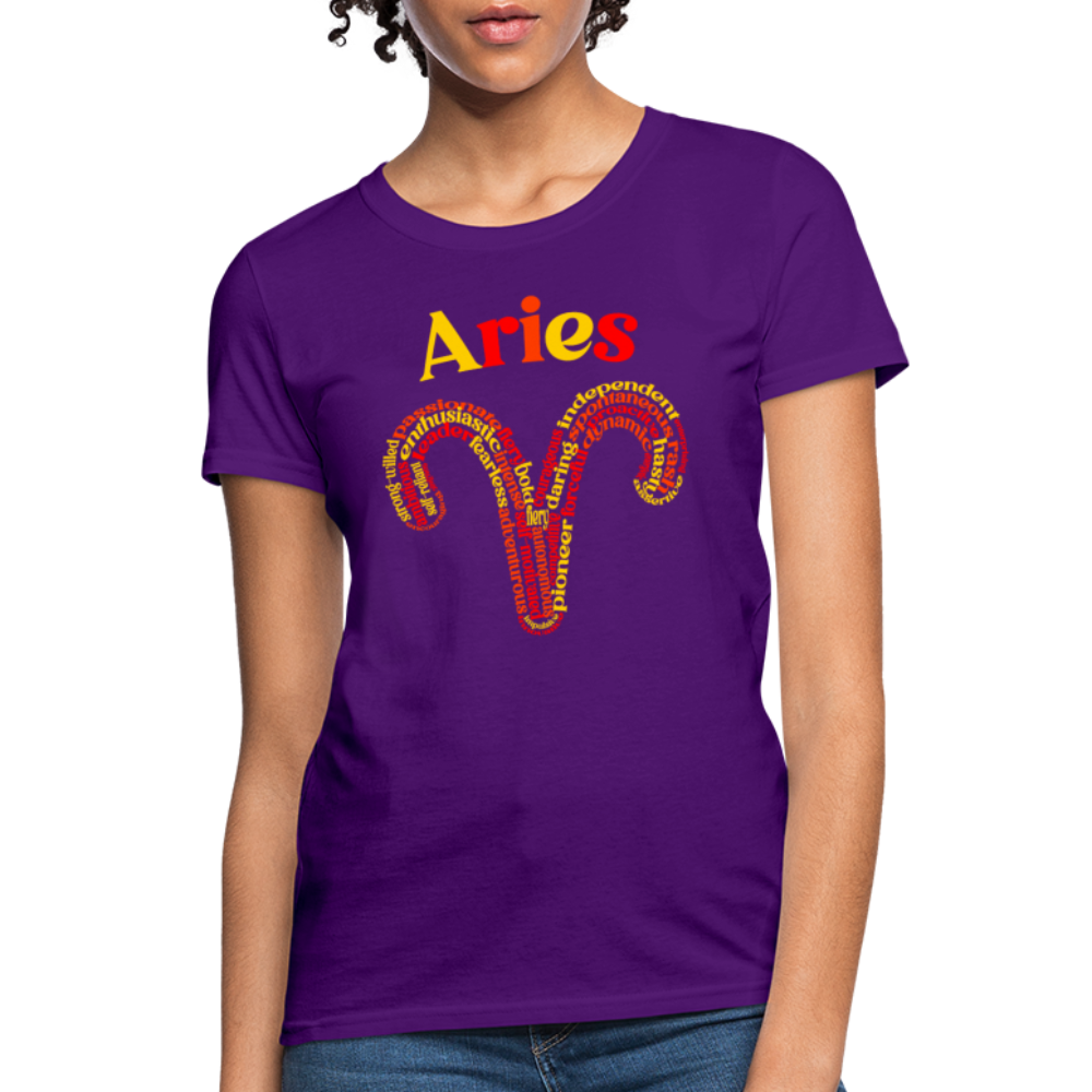 Women's Power Words Aries T-Shirt - purple