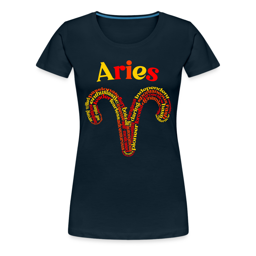 Women's Power Words Aries Premium T-Shirt - deep navy