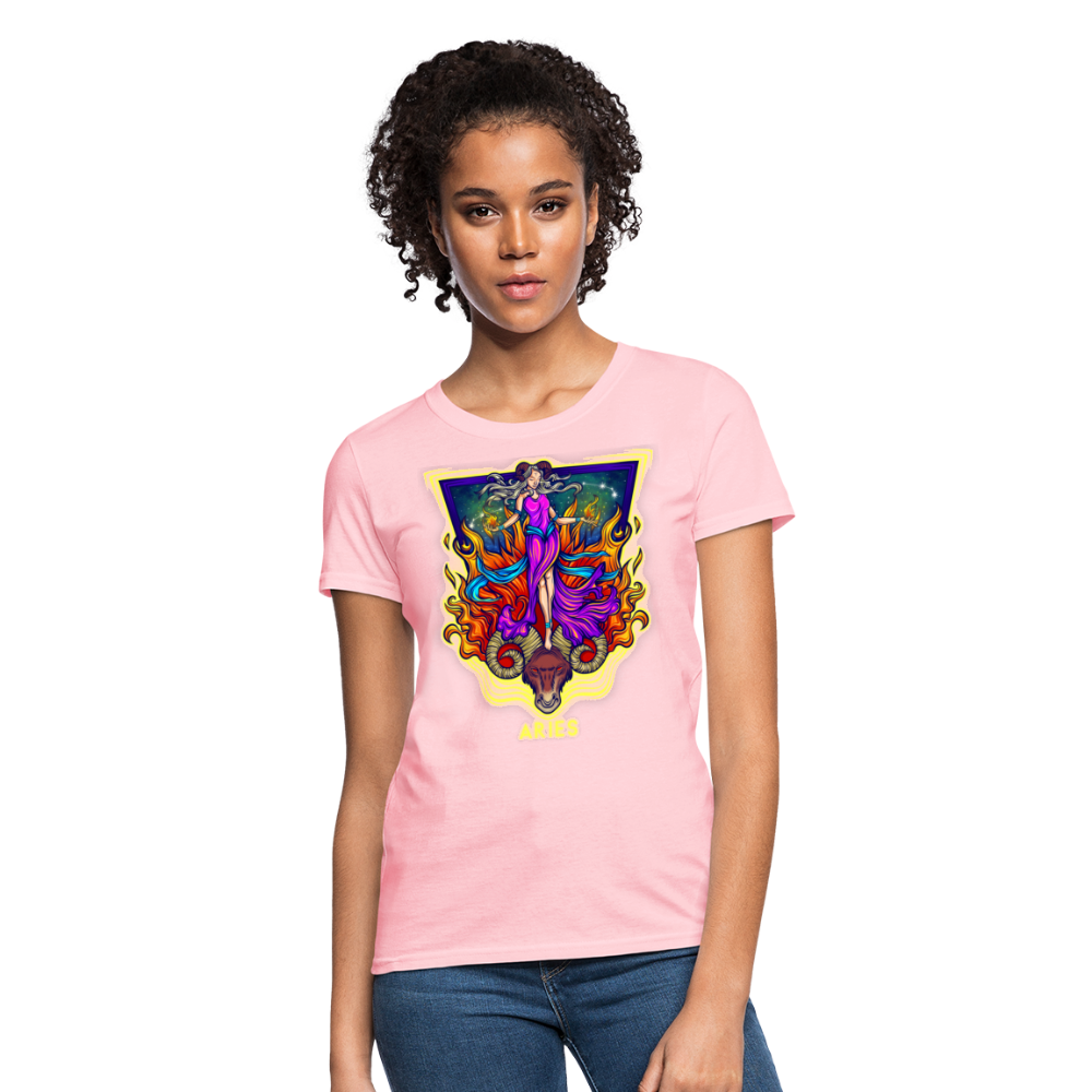 Women's Cosmic Aries Design T-Shirt - pink