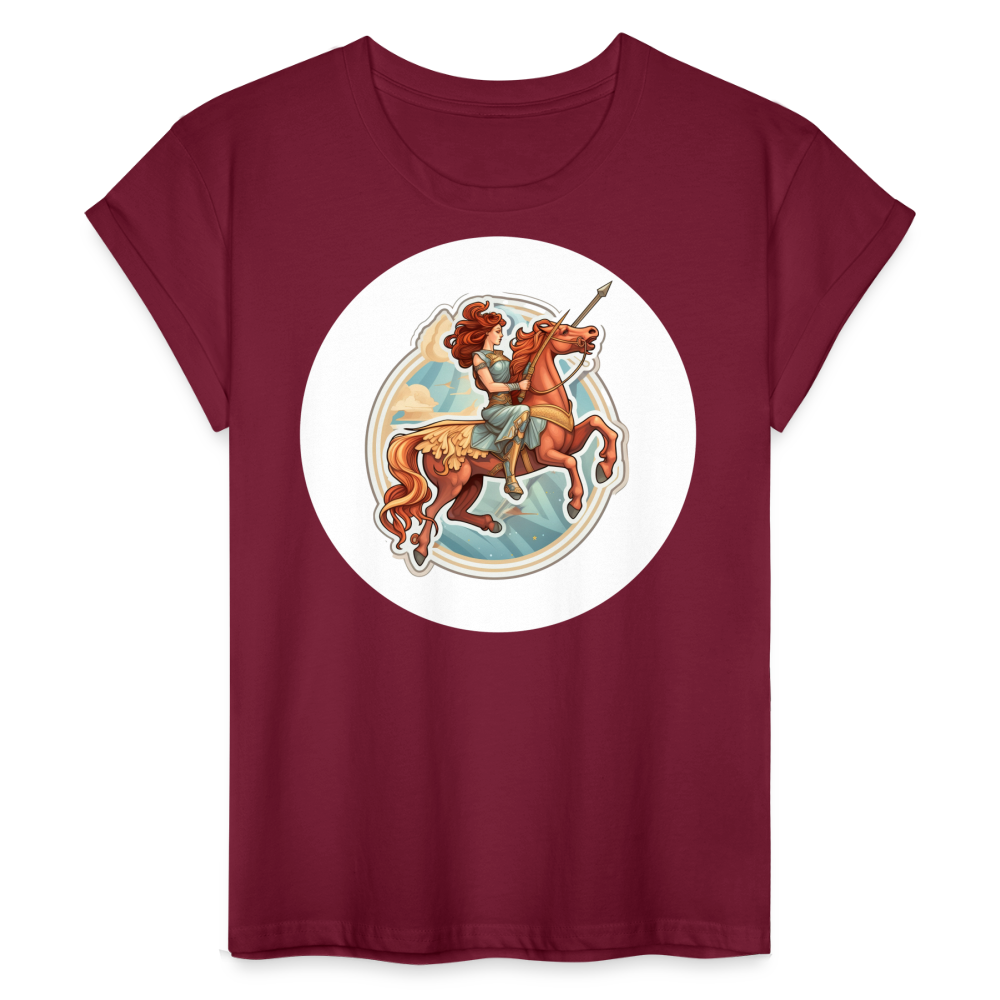 Women's Symbol Sagittarius Relaxed Fit T-Shirt - burgundy