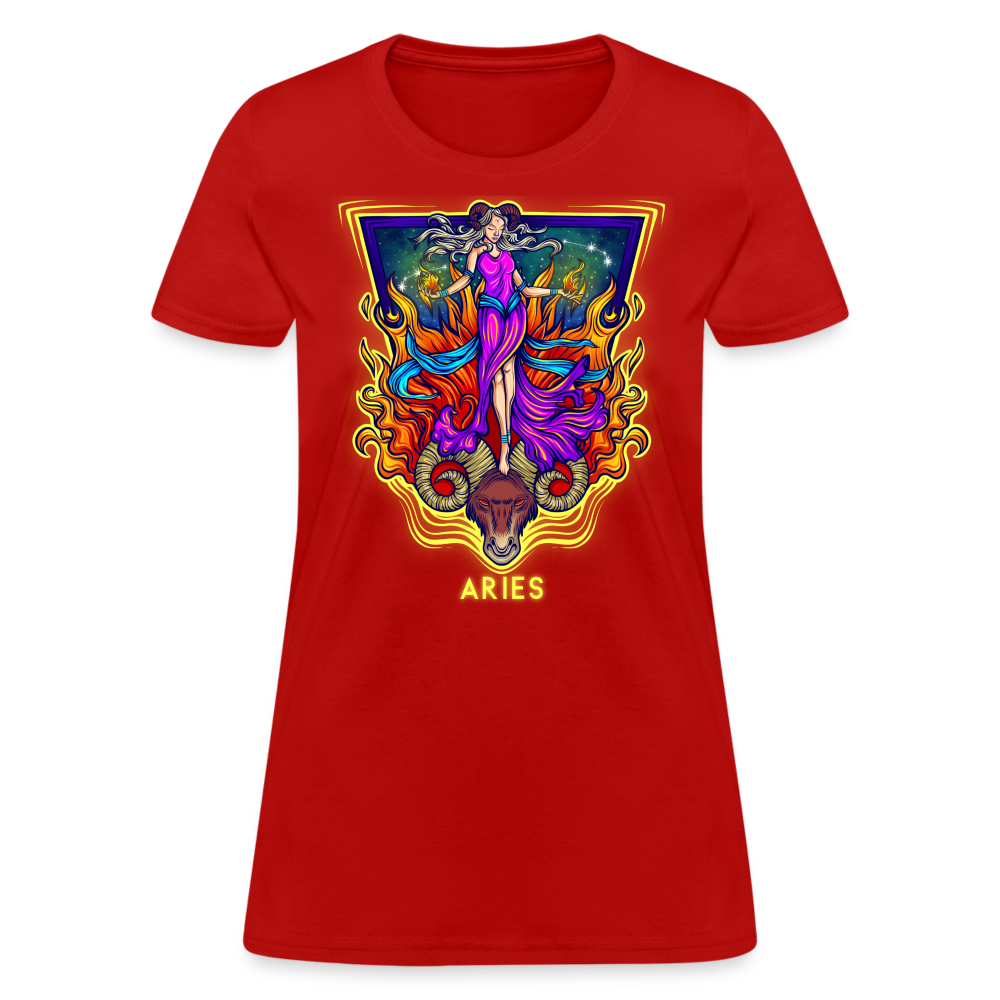 Women's Cosmic Aries Design T-Shirt - red