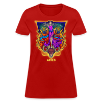 Thumbnail for Women's Cosmic Aries Design T-Shirt - red