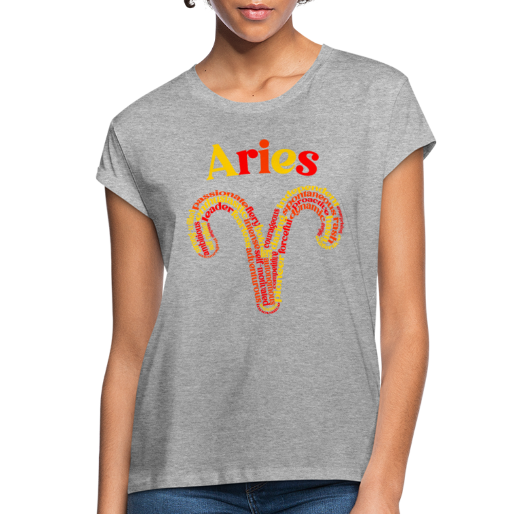 Women's Power Words Aries Relaxed Fit T-Shirt - heather gray