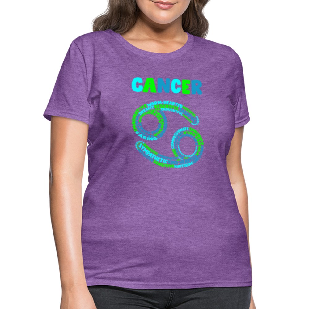 Women's Power Words Cancer T-Shirt - purple heather