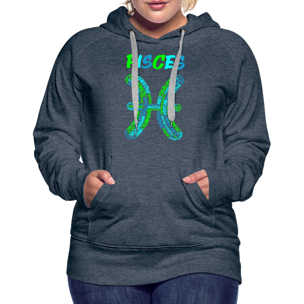 Women's Power Words Pisces Premium Hoodie - heather denim