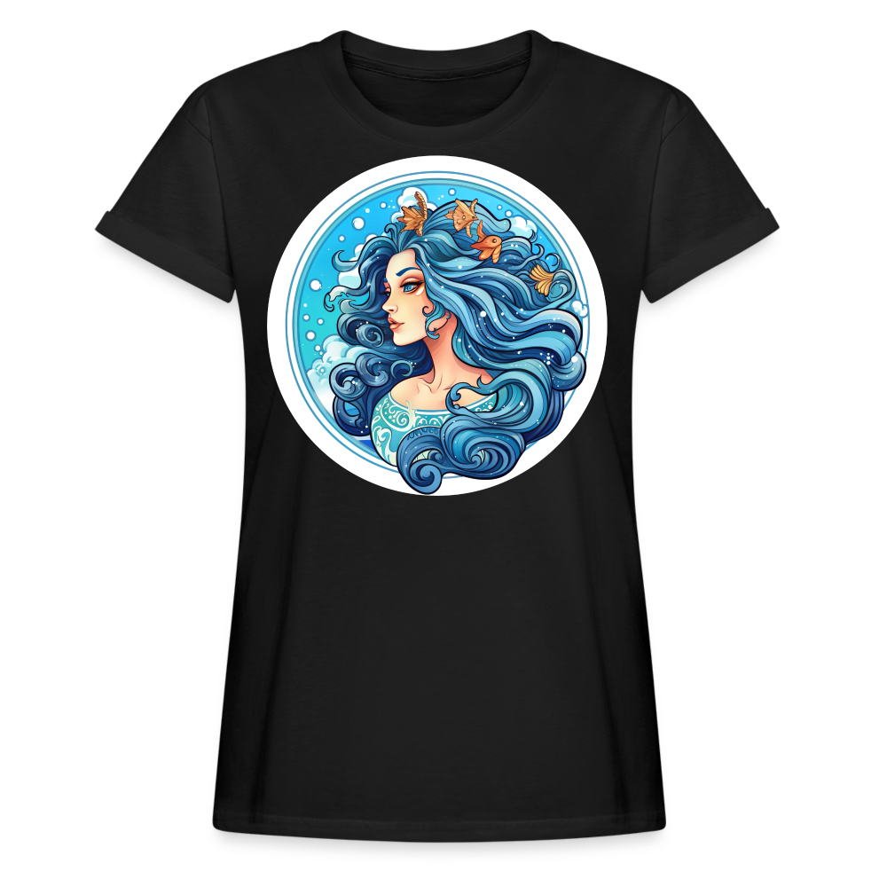 Women's Symbol Aquarius Relaxed Fit T-Shirt - black