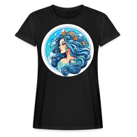 Thumbnail for Women's Symbol Aquarius Relaxed Fit T-Shirt - black