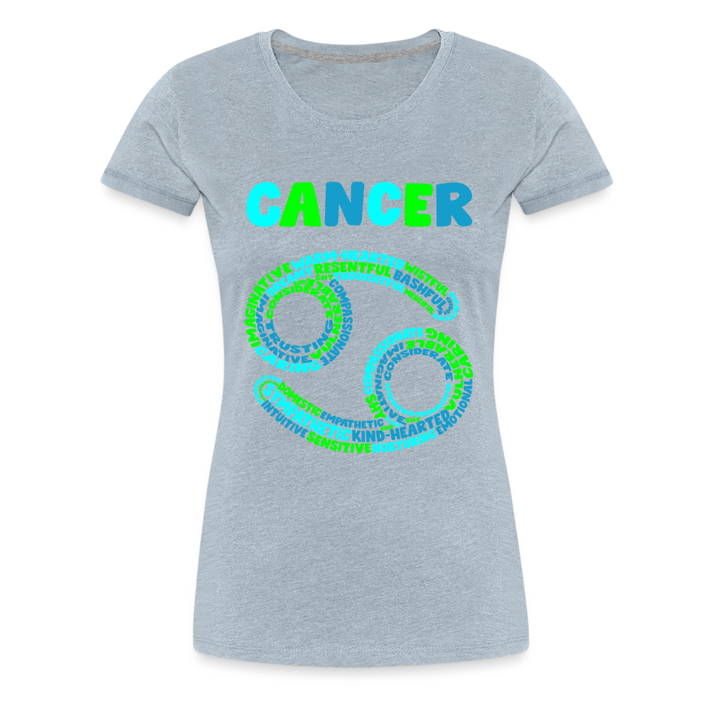 Women's Power Words Cancer Premium T-Shirt - heather ice blue