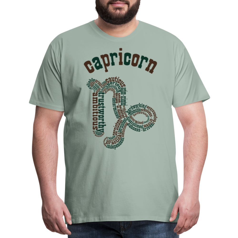 Men's Power Words Capricorn Premium T-Shirt - steel green