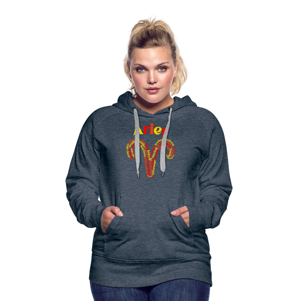 Women's Power Words Aries Premium Hoodie - heather denim