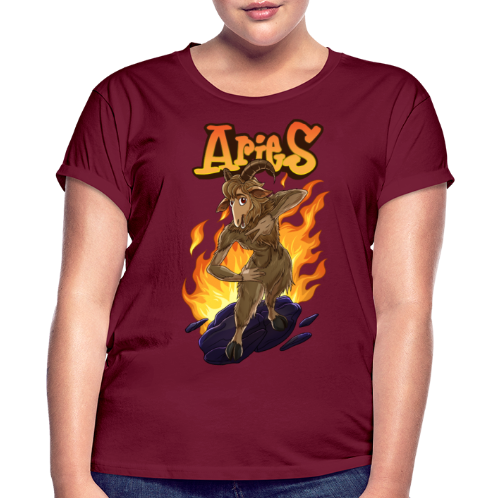 Women's Aries Narihndrab Relaxed Fit T-Shirt - burgundy