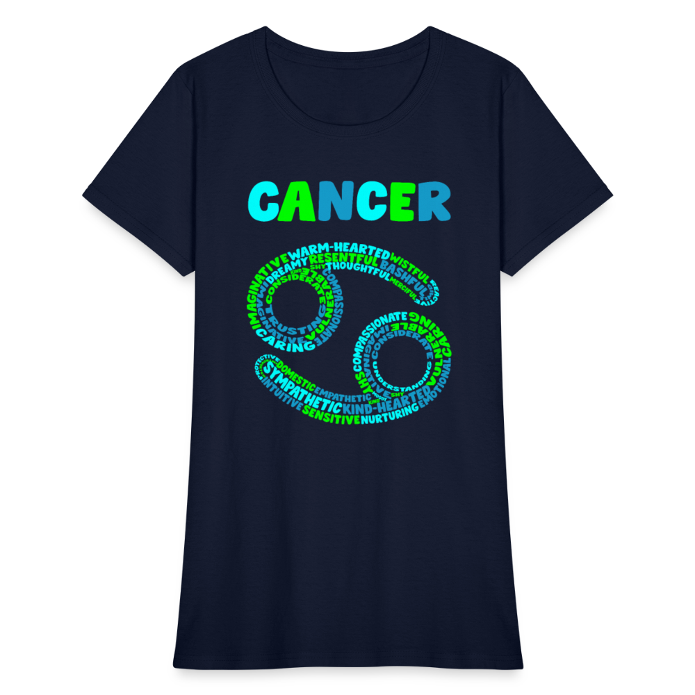 Women's Power Words Cancer T-Shirt - navy