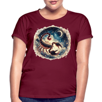 Thumbnail for Women's Neon Scorpio Relaxed Fit T-Shirt - burgundy