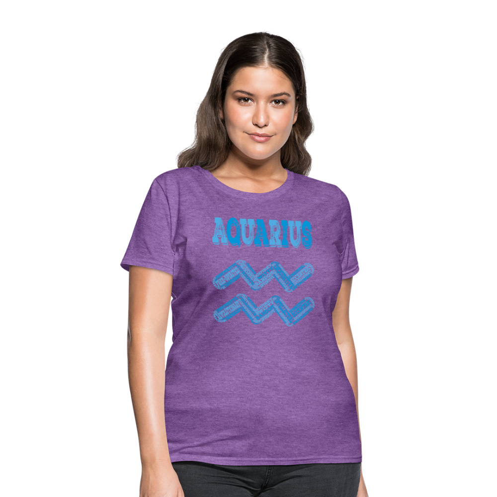 Women's Power Words Aquarius T-Shirt - purple heather