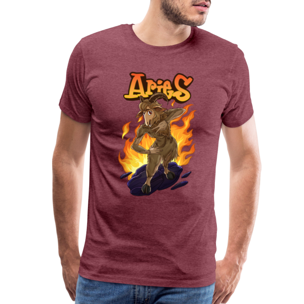 Men's Fiery Aries Premium T-Shirt - heather burgundy