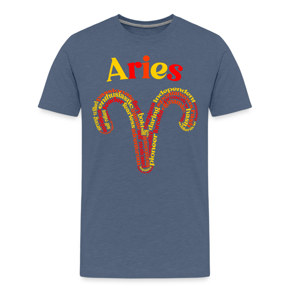 Men's Power Words Aries Premium T-Shirt - heather blue