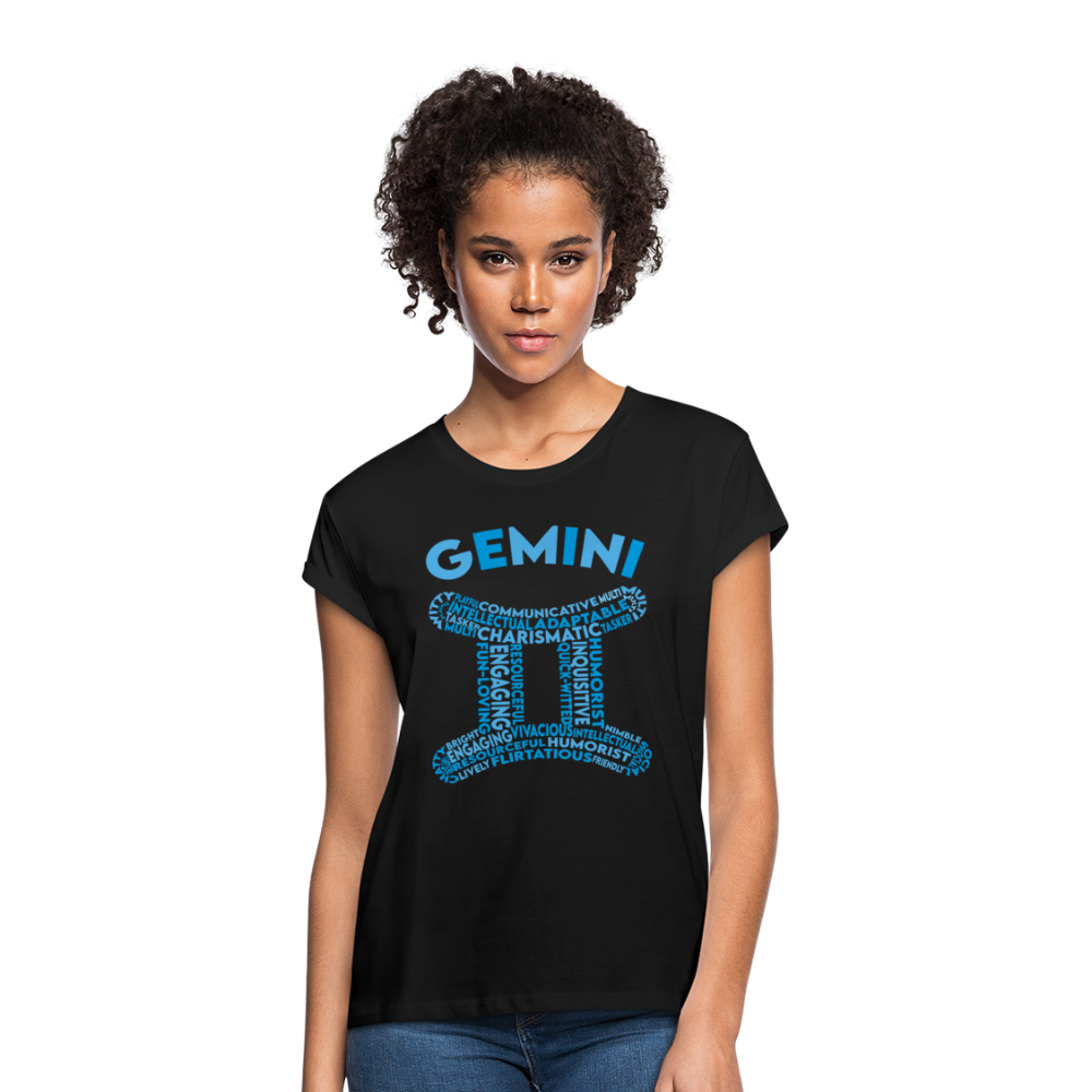 Women's Power Words Gemini Relaxed Fit T-Shirt - black