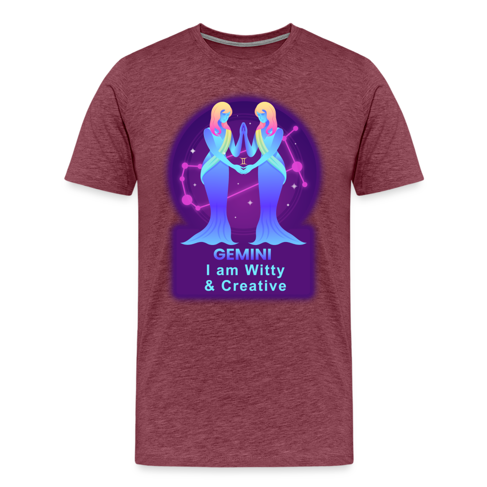 Men's Neon Gemini Premium T-Shirt - heather burgundy